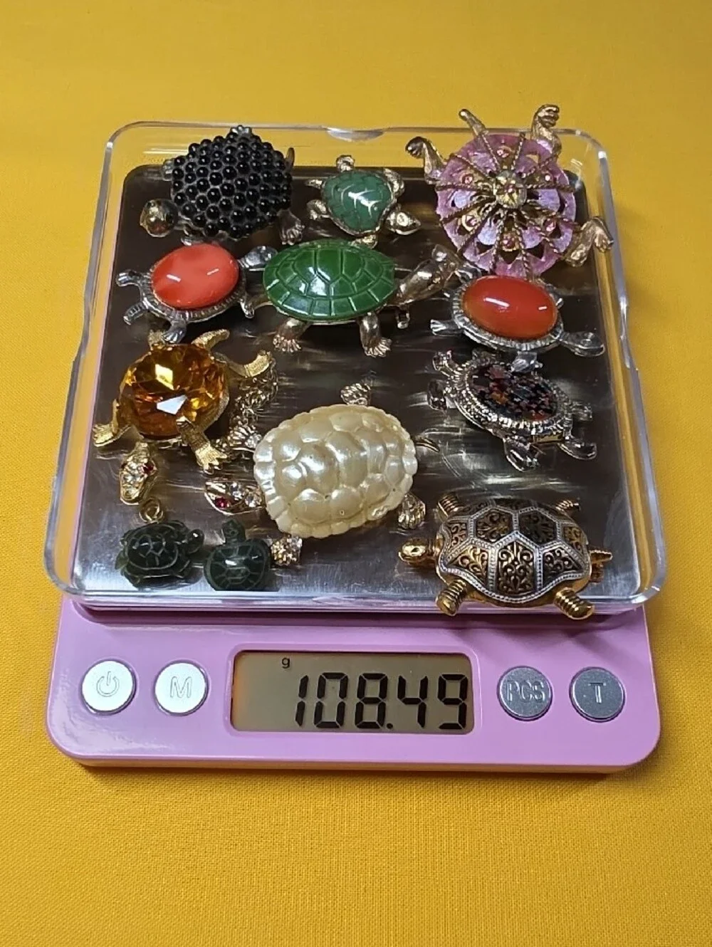 Vtg Costume Jewelry Turtle Lot 12pcs ▪︎ Brooches, Clip Earrings, Pendant - Picture 9 of 9